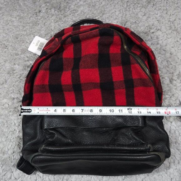 READ Mcq by Alexander Mcqueen Red Black Buffalo Plaid Wool Leather Backpack - Picture 15 of 16